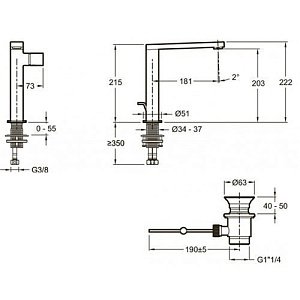 Cмеситель для раковины Jacob Delafon COMPOSED E73159-TT титан купить в интернет-магазине сантехники Sanbest