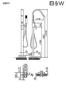 Смеситель для ванны Black&White UNIVERSE U3311 хром купить в интернет-магазине сантехники Sanbest