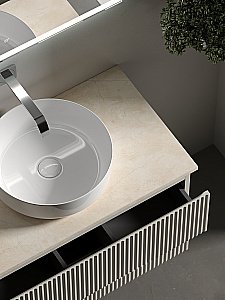 Тумба с раковиной Sancos SNOB R 80 со столешницей, бежевая матовая для ванной в интернет-магазине Sanbest