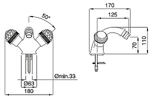 Смеситель для биде Migliore Axo Crystal ML.AXO-644F бронза купить в интернет-магазине сантехники Sanbest