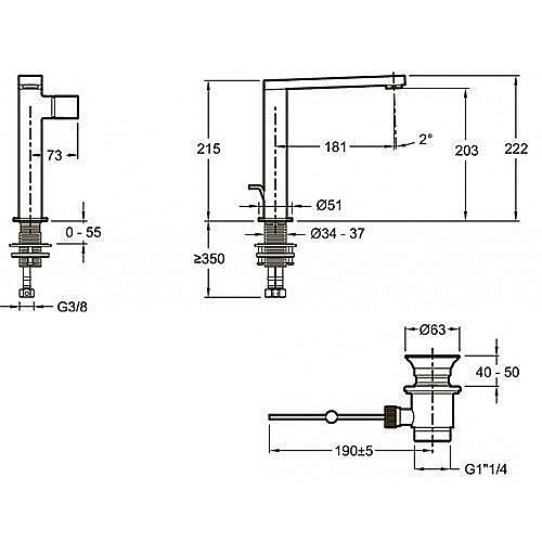 Cмеситель для раковины Jacob Delafon COMPOSED E73159-TT титан купить в интернет-магазине сантехники Sanbest