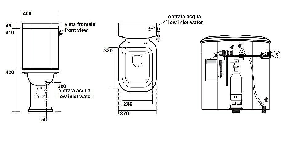 Унитаз напольный Kerasan Waldorf 4117 с бачком 4179 Белый/ручка бронза купить в интернет-магазине Sanbest