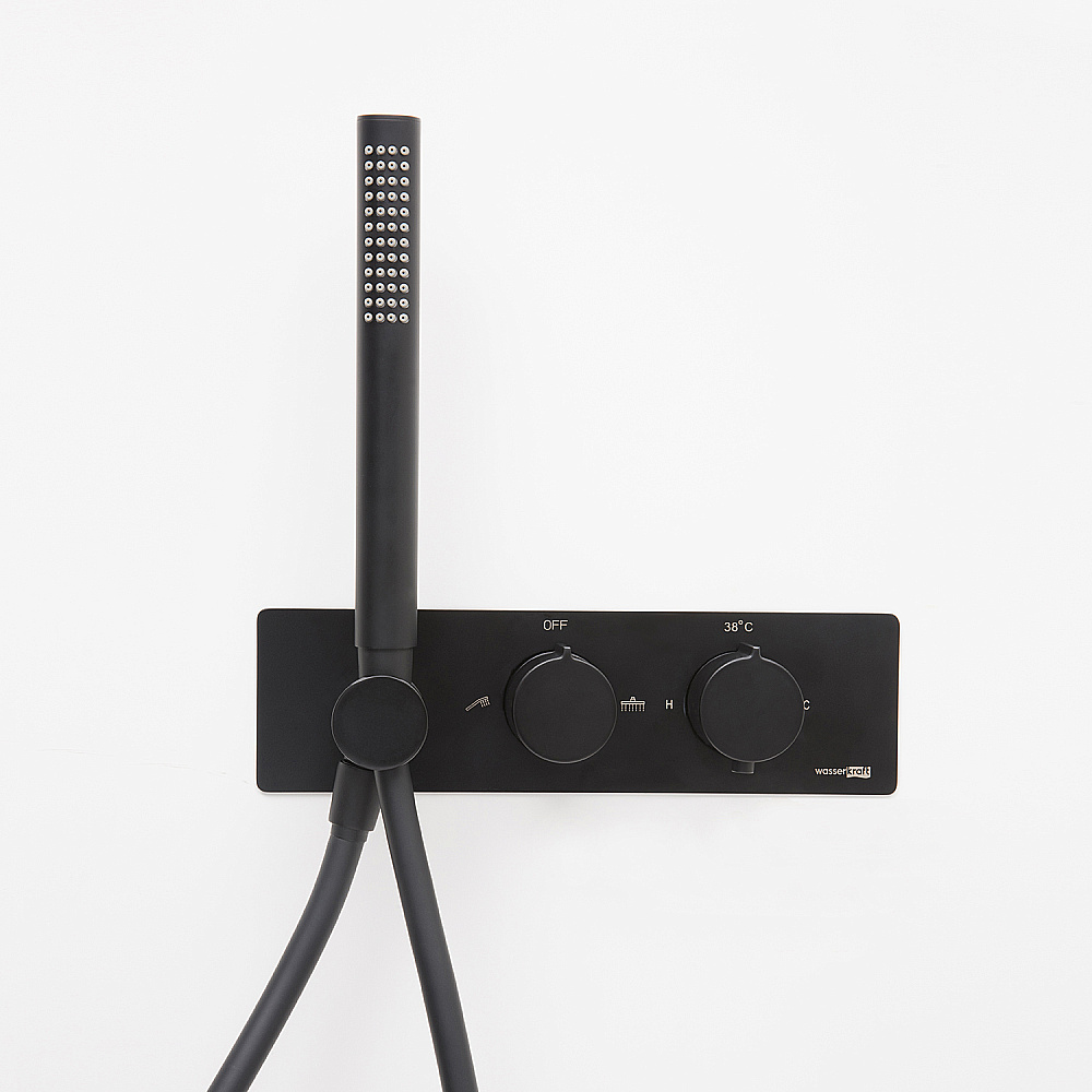 Душевая система WasserKraft A7488.152.160 с термостатом, черный Soft-touch купить в интернет-магазине сантехники Sanbest