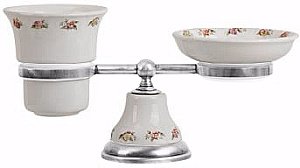 Держатель со стаканом и мыльницей Migliore Provance ML.PRO-60.510.CR керамика с декором/хром купить в интернет-магазине сантехники Sanbest