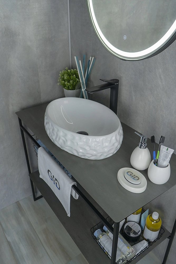 Раковина накладная Gid Lago 48 9030wf 51187 белая купить в интернет-магазине Sanbest