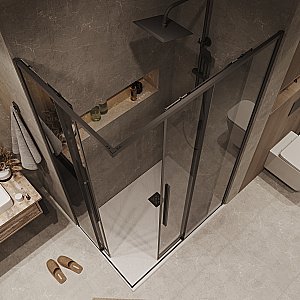 Душевой уголок Grossman Galaxy 300.K33.01.9070.21.10 90x70 стекло тонированное/профиль черный матовый купить в интернет-магазине Sanbest