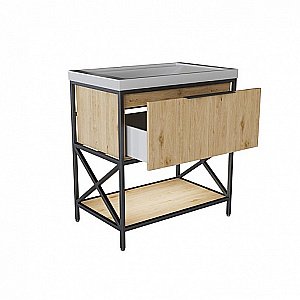 Тумба с раковиной Mixline Бруклин 80 543586 дуб бунратти для ванной в интернет-магазине Sanbest