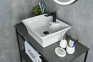 Раковина накладная Gid Geometrico 49 N9108 51121 белая купить в интернет-магазине Sanbest