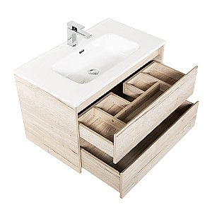 Тумба с раковиной BelBagno KRAFT 80 2C-SO/BB800ETL Rovere Galifax Bianco для ванной в интернет-магазине Sanbest
