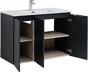 Тумба с раковиной Aquanet Алвита New 277531 100 антрацит для ванной в интернет-магазине Sanbest