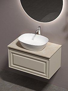 Тумба с раковиной Sancos Very 80 со столешницей, бежевая матовая для ванной в интернет-магазине Sanbest