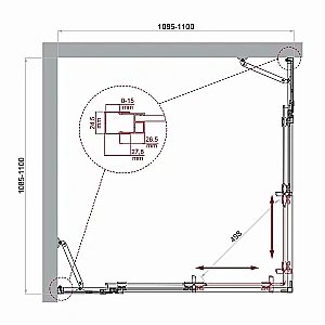 Душевой уголок BelBagno LUCE-A-2-90-C-NERO+LUCE-20-FIX-C-NERO 110 стекло прозрачное/профиль черный купить в интернет-магазине Sanbest