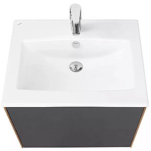 Тумба с раковиной Акватон Сохо 60 дуб веллингтон/графит для ванной в интернет-магазине Sanbest