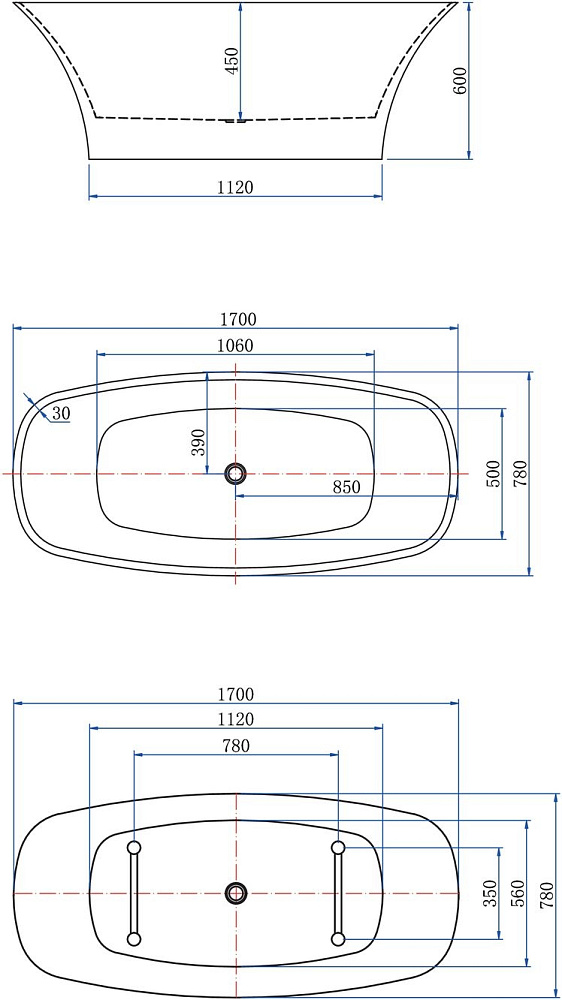 Акриловая ванна Aquanet Family Smart 88778 170x78 Matt Finish купить в интернет-магазине Sanbest