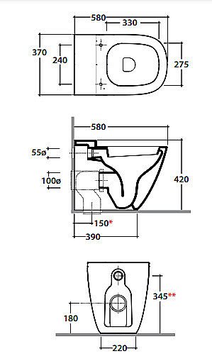 Унитаз приставной GLOBO Stockholm LA001.BI купить в интернет-магазине Sanbest