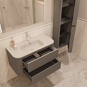 Тумба с раковиной Vincea Alto 100 VMC-4A100MLG/VCB-4A100MW светло-серый матовый для ванной в интернет-магазине Sanbest