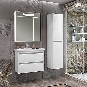 Тумба подвесная с раковиной Опадирис Фреш 70 белая/белое стекло для ванной в интернет-магазине Sanbest