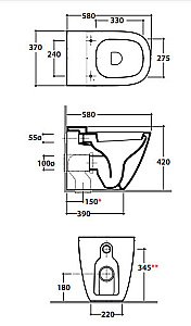 Унитаз приставной GLOBO Stockholm LA001.BI купить в интернет-магазине Sanbest