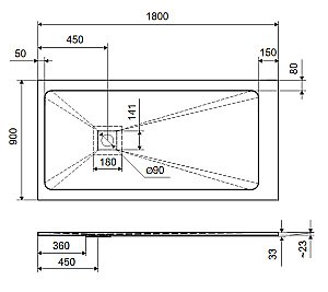Душевой поддон Excellent Arda 180x90 бежевый купить в интернет-магазине Sanbest