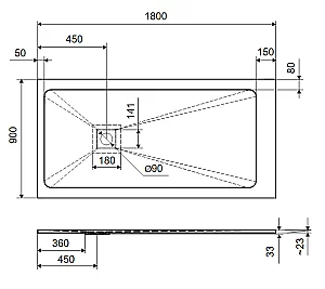 Душевой поддон Excellent Arda 180x90 бежевый купить в интернет-магазине Sanbest