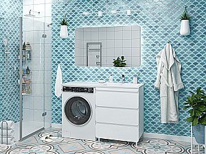 Тумба с раковиной Misty Чегет - 70 П-Чег-01070-01Н3Я (Раковина Эстет Даллас 130) белая для ванной в интернет-магазине Sanbest