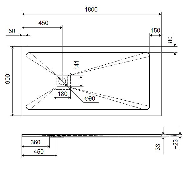 Душевой поддон Excellent Arda 180x90 бежевый купить в интернет-магазине Sanbest