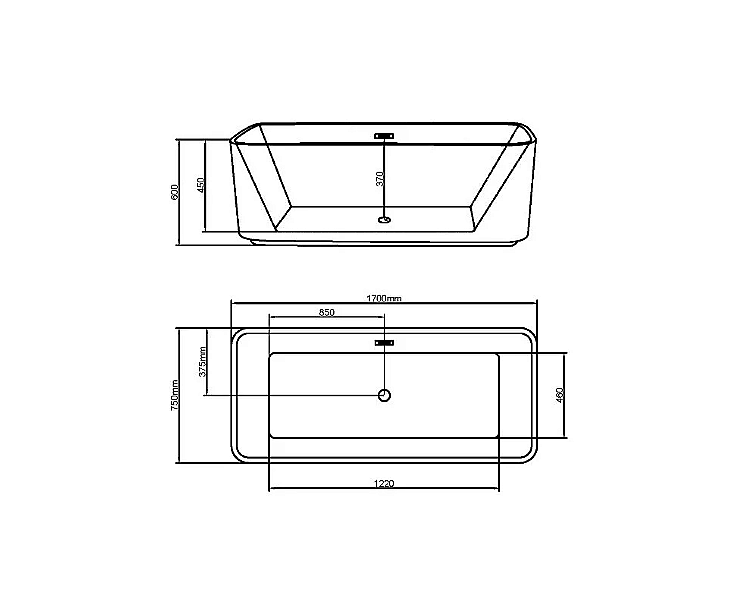 Ванна акриловая Grossman Cristal 170х75 GR-2028F белая купить в интернет-магазине Sanbest
