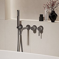 Смеситель для ванны Vincea Villa VTFW-1VL1GM вороненая сталь купить в интернет-магазине сантехники Sanbest