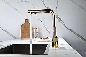 Смеситель для кухни Paulmark Serpentine Se213222-G золото купить в интернет-магазине сантехники Sanbest