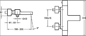Смеситель для ванны и душа Jacob Delafon STRAYT E9127-CP купить в интернет-магазине сантехники Sanbest