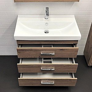 Тумба с раковиной Comforty Никосия 00-00007621 80 дуб темный для ванной в интернет-магазине Sanbest