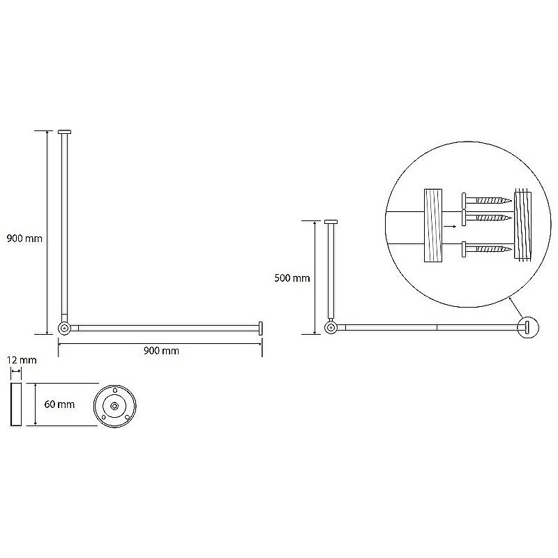 Карниз для ванны Bemeta 90х90 101120110 черный купить в интернет-магазине сантехники Sanbest