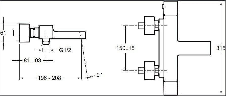Смеситель для ванны и душа Jacob Delafon STRAYT E9127-CP купить в интернет-магазине сантехники Sanbest