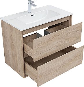Тумба с раковиной Aquanet Милан 336384/330431 80 дуб светлый для ванной в интернет-магазине Sanbest