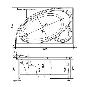 Акриловая ванна Aquanet Mayorca 150х100 с к/с купить в интернет-магазине Sanbest