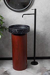 Раковина Boheme Corian 40 801-NM+801-Base-RWood Nero Marquina/Red Wood купить в интернет-магазине Sanbest