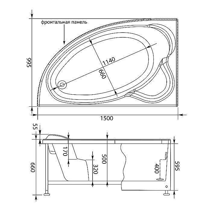 Акриловая ванна Aquanet Mayorca 150х100 с к/с купить в интернет-магазине Sanbest
