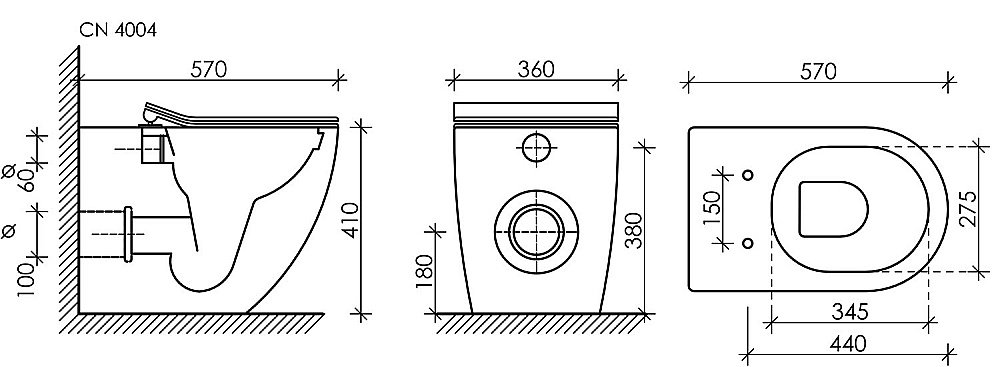Унитаз приставной Ceramica Nova Metropol CN4004 безободковый, с крышкой микролифт купить в интернет-магазине Sanbest