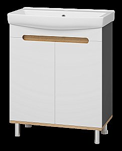 Тумба с раковиной Misty Сканди - 70 Э-Ска01070-0150-2Д белый/графит для ванной в интернет-магазине Sanbest