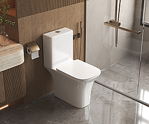 Унитаз CeramaLux TR1215A безободковый, с бачком, с крышкой микролифт, белый купить в интернет-магазине Sanbest