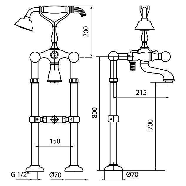 Смеситель для ванны Webert Karenina KA720801017 купить в интернет-магазине сантехники Sanbest