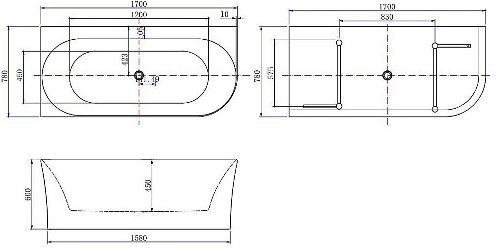 Акриловая ванна Allen Brau Priority 4 2.31004.21A 170х78 левая купить в интернет-магазине Sanbest