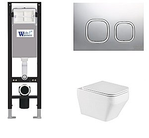 Унитаз с инсталляцией WeltWasser AMBERG 350 + HOFBACH 041 GL-WT + AMBERG RD-MT CR белый/кнопка матовый хром купить в интернет-магазине Sanbest