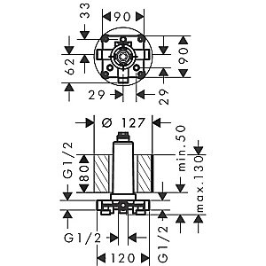 Встраиваемая часть верхнего душа Hansgrohe Rainmaker Select 24010180 с потолочным подсоединением купить в интернет-магазине сантехники Sanbest