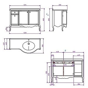 Тумба с раковиной Caprigo Lusso комплект 3 для ванной в интернет-магазине Sanbest
