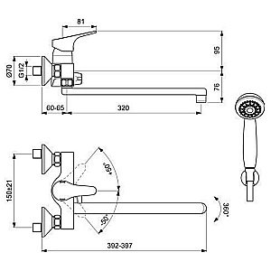 Смеситель для ванны Vidima Next BA372AA купить в интернет-магазине сантехники Sanbest