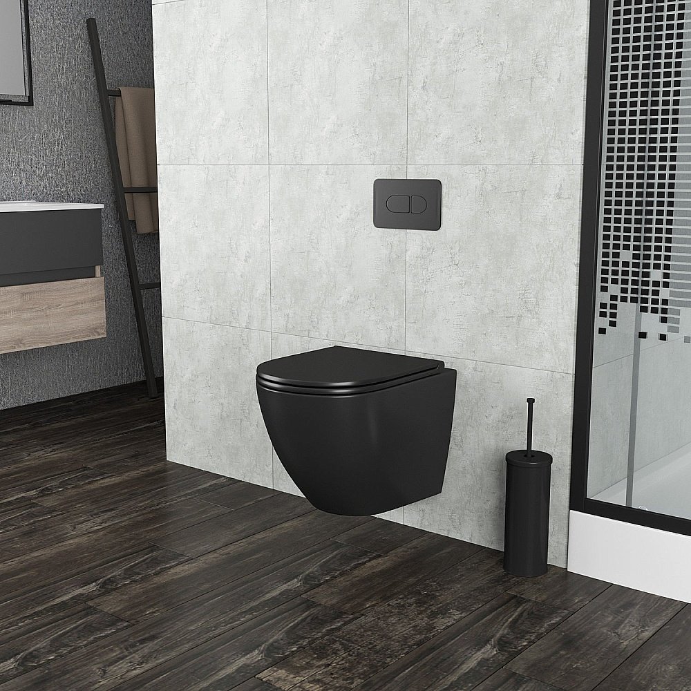 Унитаз подвесной GROSSMAN Color GR-4455BMS безободковый, с крышкой микролифт, черный матовый купить в интернет-магазине Sanbest