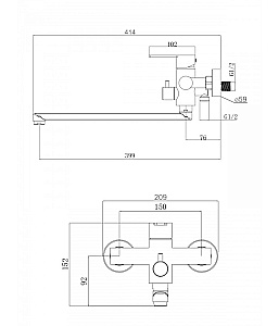 Смеситель для ванны Agger Easy A3121144 с душевым набором, черный матовый купить в интернет-магазине сантехники Sanbest