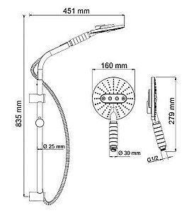 Душевая гарнитура WasserKRAFT A044 купить в интернет-магазине сантехники Sanbest