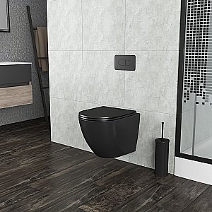 Унитаз подвесной GROSSMAN Color GR-4455BMS безободковый, с крышкой микролифт, черный матовый купить в интернет-магазине Sanbest